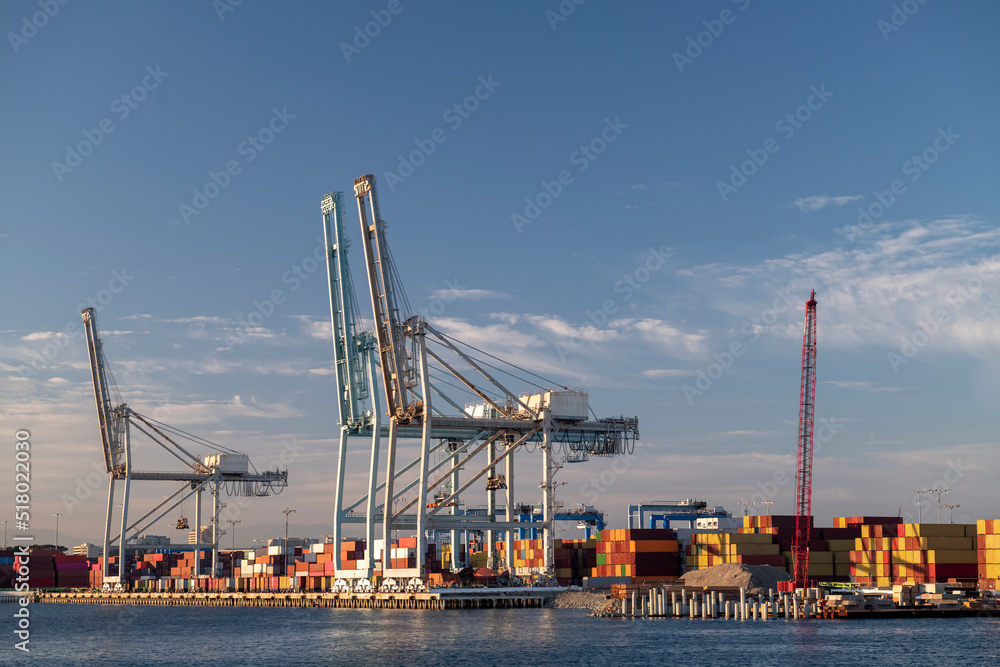 Cargo cranes in port