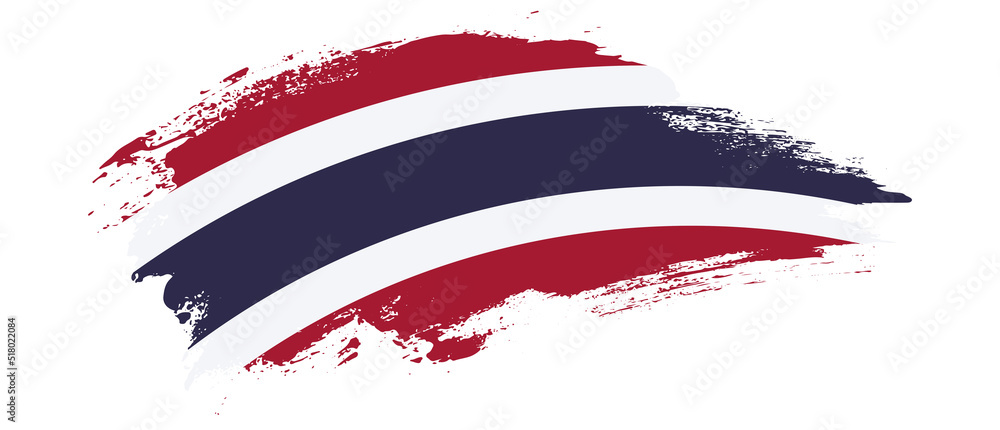 National flag of Thailand with curve stain brush stroke effect on white  background Stock Vector | Adobe Stock