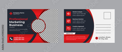 Red Corporate business modern postcard or EDDM postal card design template for business promotion services stationary design