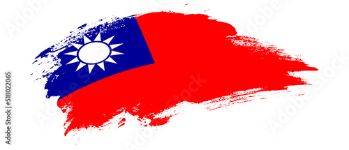 National flag of Taiwan with curve stain brush stroke effect on white background