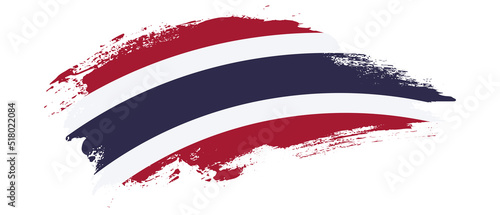 National flag of Thailand with curve stain brush stroke effect on white background