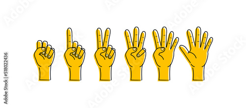 hands count 1,2,3,4,5 icon vector