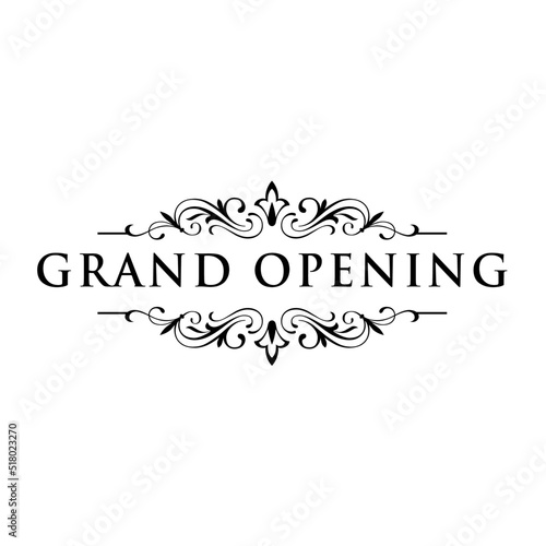 Luxury grand opening text floral art vector illustration