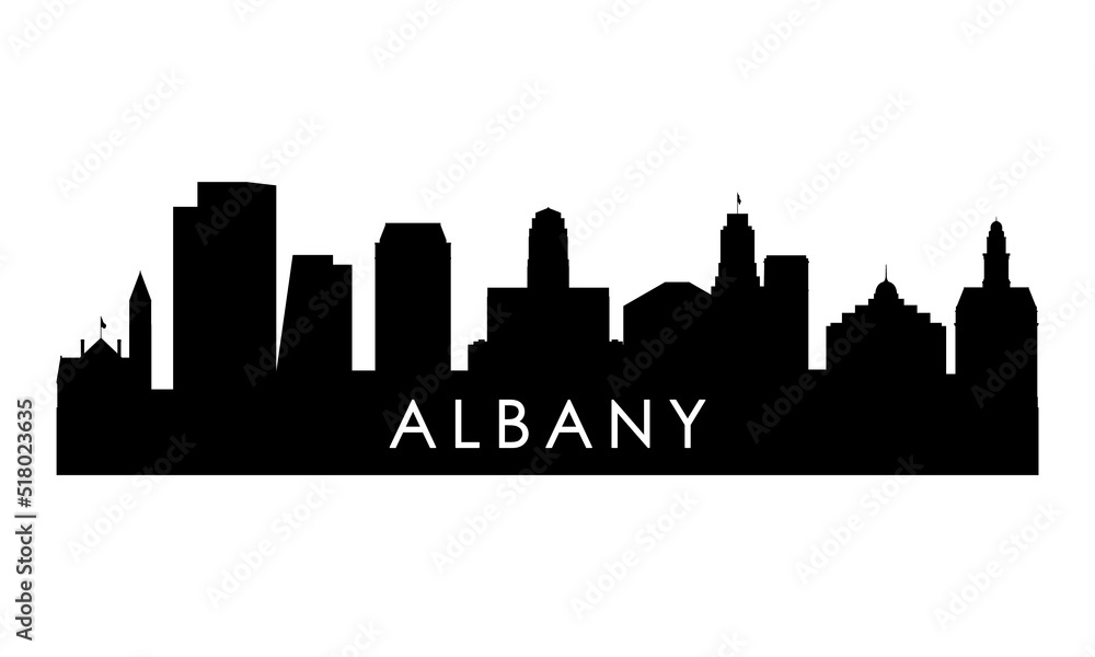 Albany skyline silhouette. Black Albany city design isolated on white background.