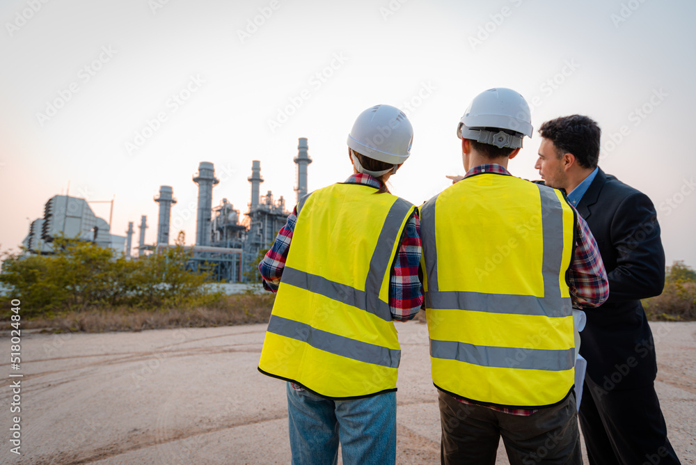 Businessman and engineer meeting and discuss project in working site, Teamwork project concept. Businessman and engineer meeting and discuss project in working site, Teamwork project concept.