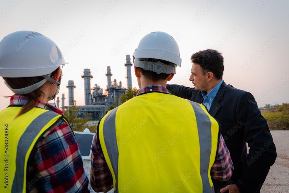 Businessman and engineer meeting and discuss project in working site, Teamwork project concept. Businessman and engineer meeting and discuss project in working site, Teamwork project concept.