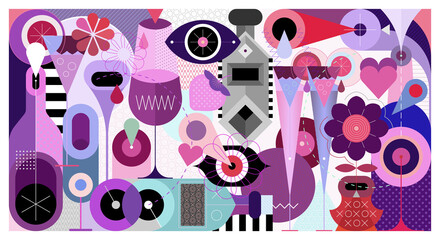 Papier peint photo Art abstrait Cocktails abstraits soirée festive colorée  ©  danjazzia