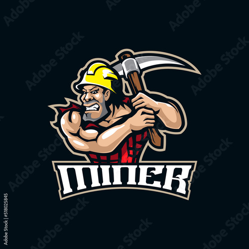 Miner mascot logo design vector with modern illustration concept style for badge, emblem and t shirt printing. Miner illustration.