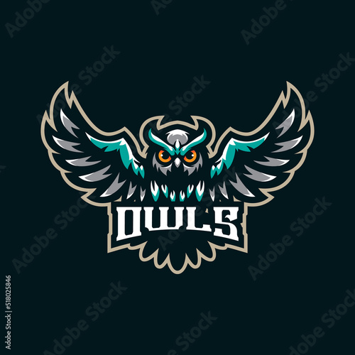 Owl mascot logo design vector with modern illustration concept style for badge, emblem and t shirt printing. Angry owl illustration for sport team.