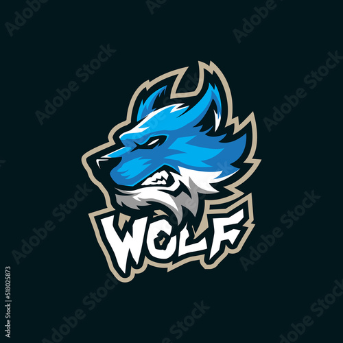 Wolf mascot logo design vector with modern illustration concept style for badge, emblem and t shirt printing. Wolf head illustration for sport and esport team.