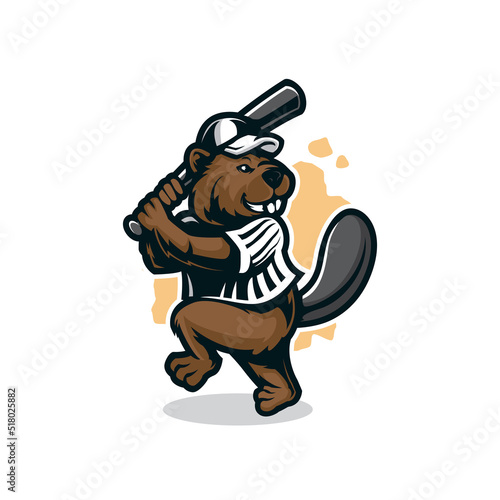 Beaver mascot logo design vector with modern illustration concept style for badge, emblem and t shirt printing. Beaver baseball illustration for sport and esport team.