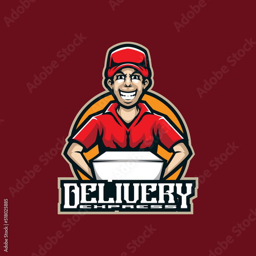Delivery mascot logo design vector with modern illustration concept style for badge, emblem and t shirt printing. Express delivery illustration.