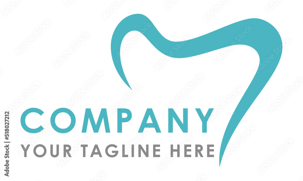 Blue Abstract Simple Tooth Blue Dental Logo Design Concept