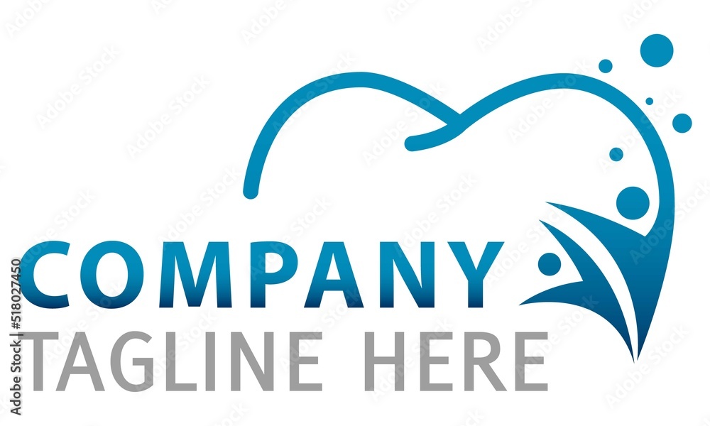 Abstract Human Team Work Line Art Blue Dental Logo Concept Design Abstract Human Team Work Line Art Blue Dental Logo Concept Design