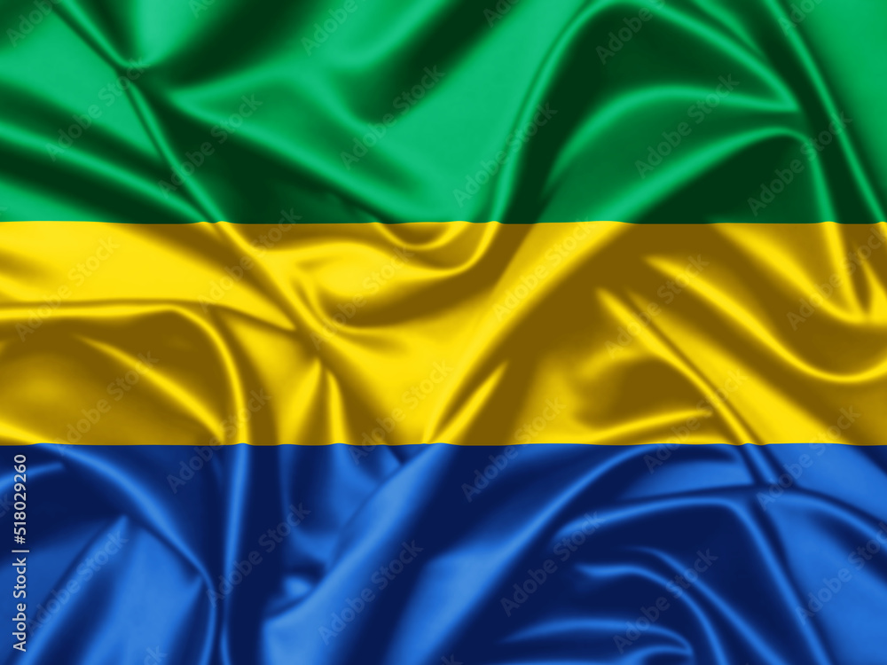 Gabon waving flag close up silk texture illustration background banner image Gabon waving flag close up silk texture illustration background banner image