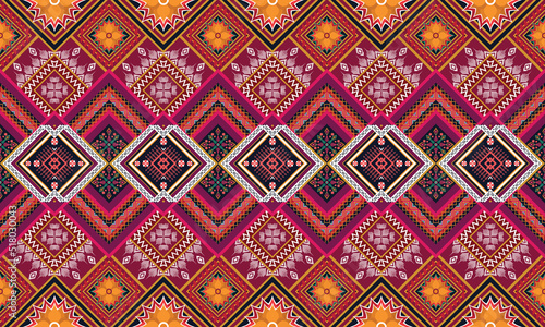 Geometric ethnic flower pattern for background,fabric,wrapping,clothing,wallpaper,Batik,carpet,embroidery style.