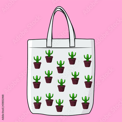 The Modern Look of White Fabric Canvas Totebag or Goodie Bag Isolated on White Colour Background