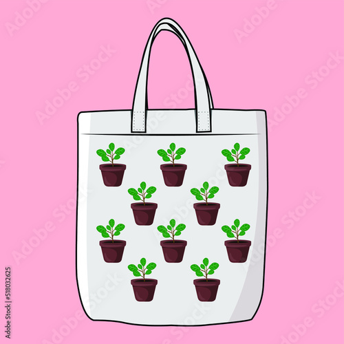 The Modern Look of White Fabric Canvas Totebag or Goodie Bag Isolated on White Colour Background © Safril
