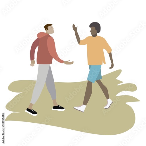 Meeting of friends. Professional recognition concept. Flat vector illustration .