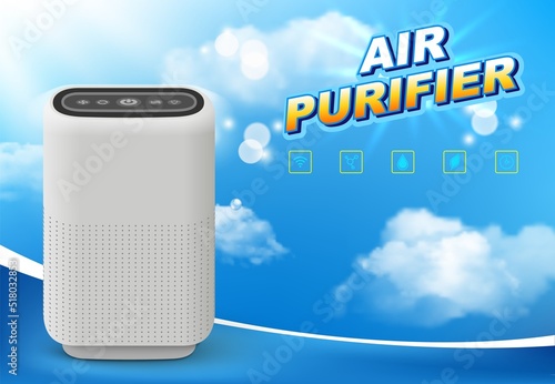 Realistic vector air humidifier device for house
