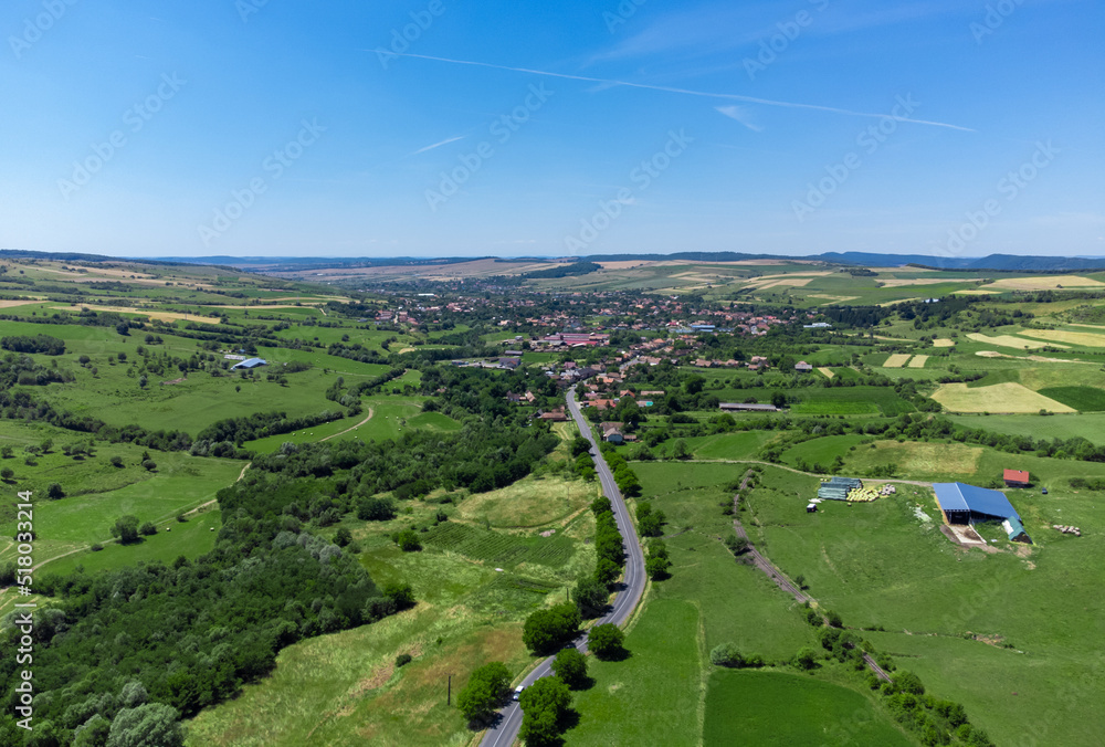 Fototapeta premium Landscape with a village from Transylvania