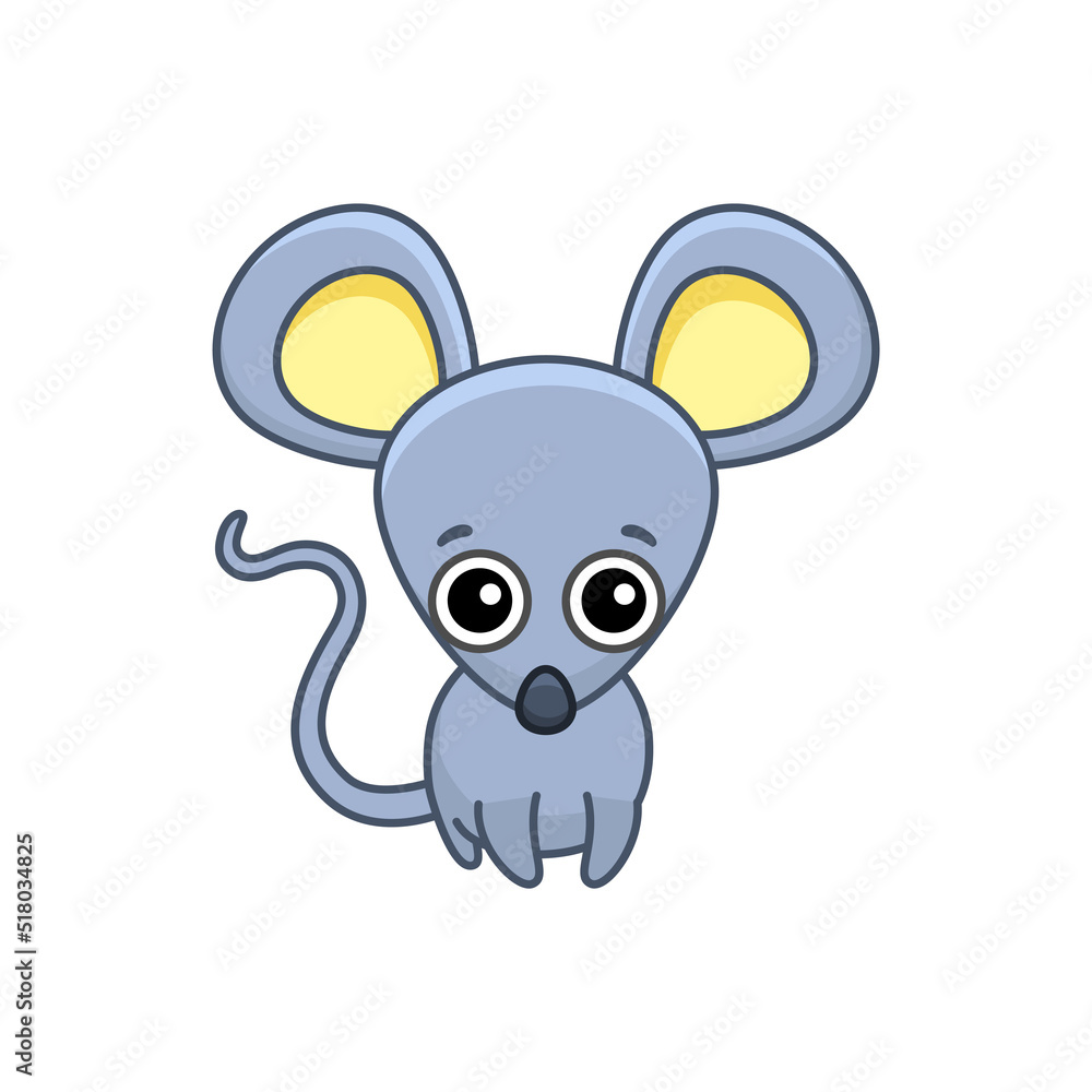 Fototapeta premium Farm animal. Funny little mouse in a cartoon style