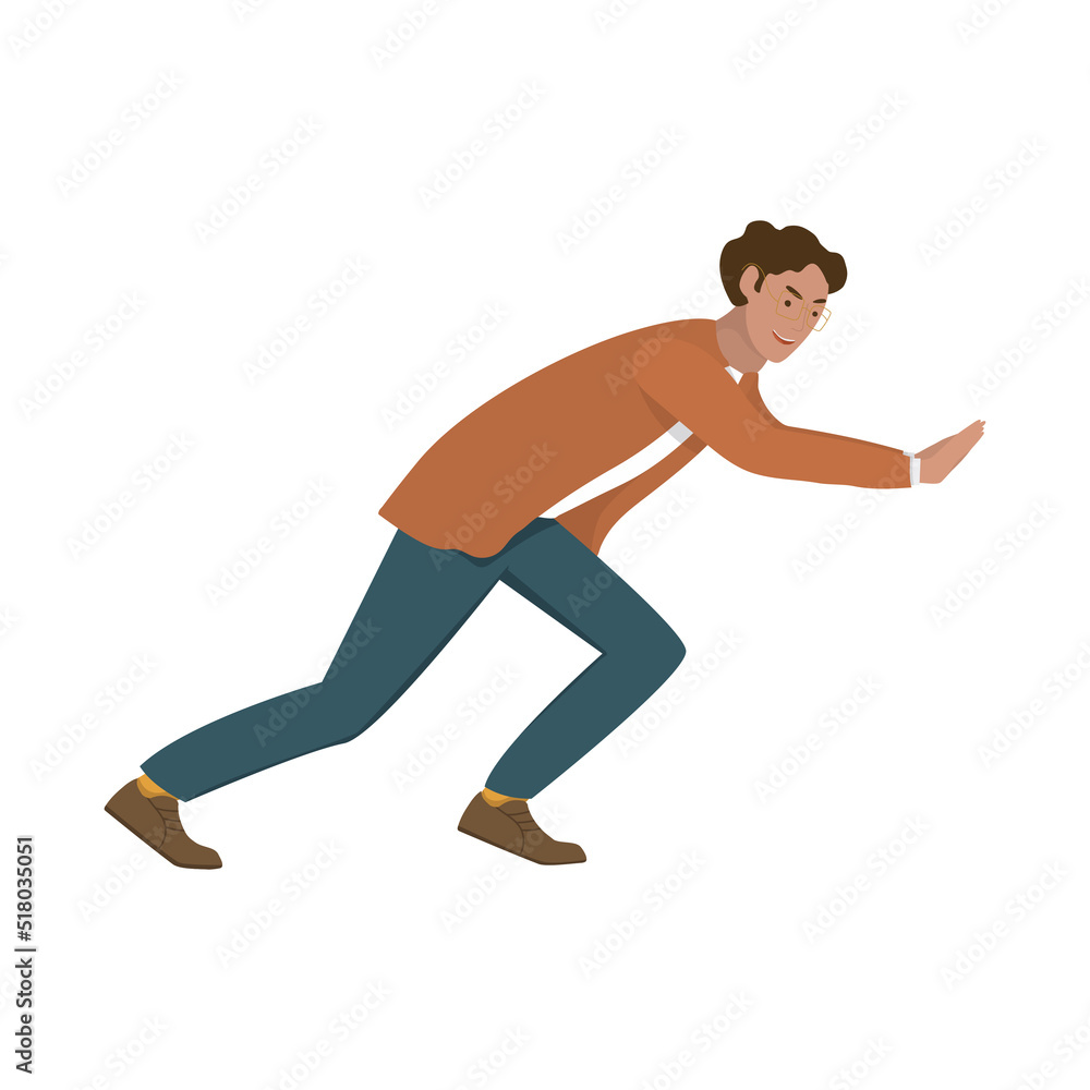 A man in a suit is pushing something. Person manager in the pose of pushing objects. A man in a suit is pushing something. Person manager in the pose of pushing objects.