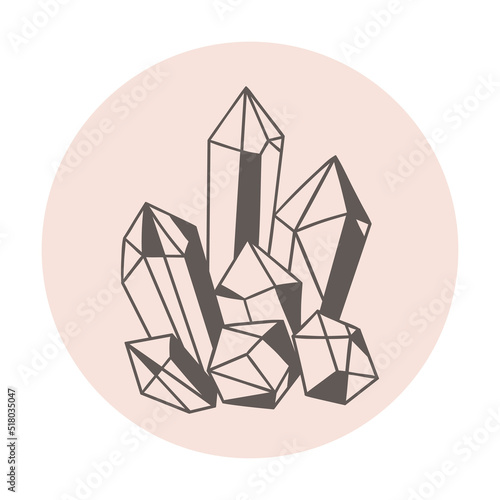 Magic crystal crystals or other minerals icon for highlights. Blog design in social networks, mystical and mental health