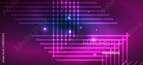 Background wallpaper neon glowing lines and geometric shapes. Dark wallpaper for concept of AI technology, blockchain, communication, 5G, science, business and technology