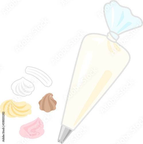 絞り出し袋と絞ったクリーム