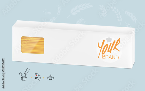 Realistic cardboard box mockup. Perspective view. Vector illustration. Can be use for pasta food. Ready for your design. EPS10.	