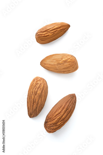 Almond nut isolated on white background.