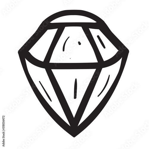 Diamond hand drawn. Vector Illustration