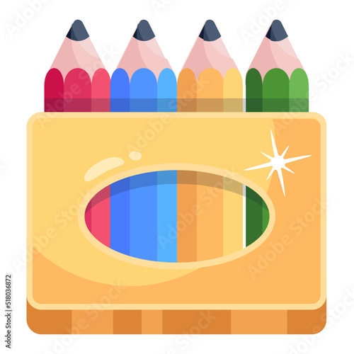 A flat modern icon of color pencils