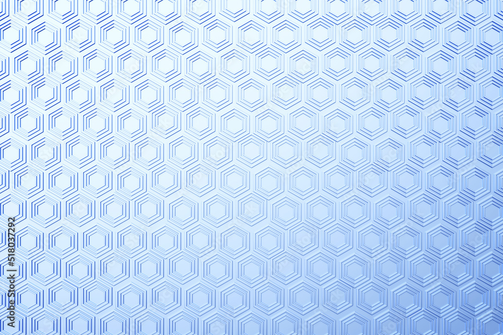 3d illustration of a blue honeycomb. Pattern of simple geometric hexagonal shapes, mosaic background. 3d illustration of a blue honeycomb. Pattern of simple geometric hexagonal shapes, mosaic background.