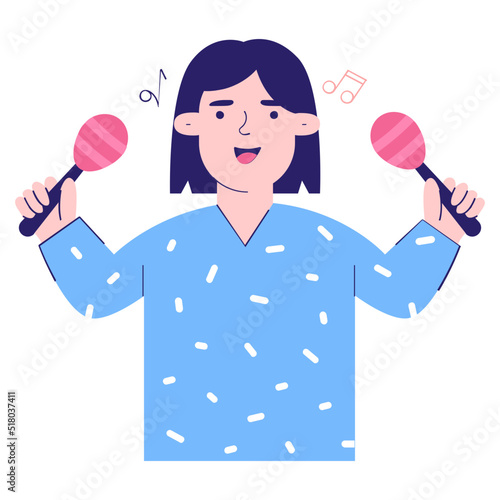 An amazingly designed flat illustration of maracas player 
