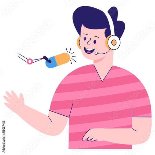 A scalable flat illustration of online podcast 