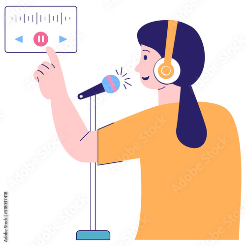 A scalable flat illustration of online podcast 