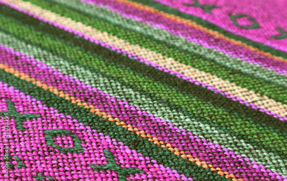 Closeup Pattern and Texture of Colorful Thai Northern Region's Traditional Textile
