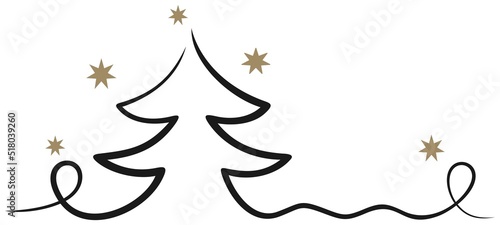 Weihnachtsbaum Vektor. Abstrakter Baum in schwarz mit goldenen Sternen. Weiser Hintergrund.
Für Hintergründe, Kalender, Einladungen, Grußkarten etc.