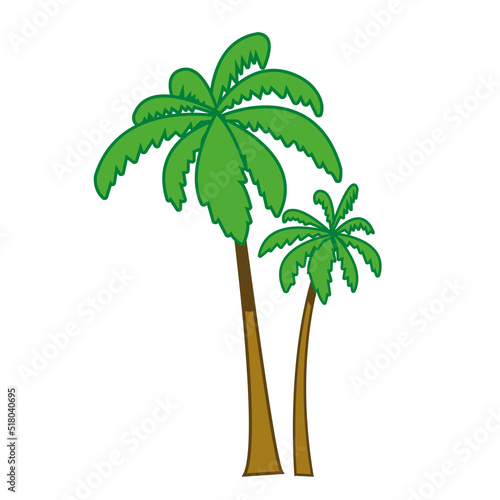 Palm trees in cartoon style. Tropical vegetation.