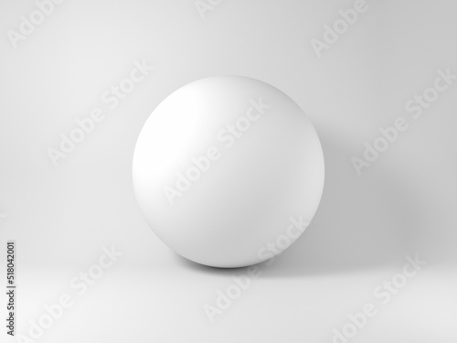 White sphere with soft shadow is in a white studio  3d