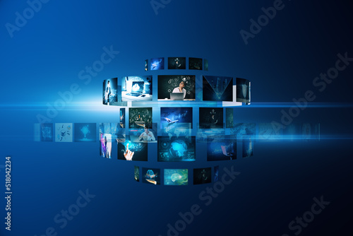 Valokuva Creative digital picture gallery on blue background