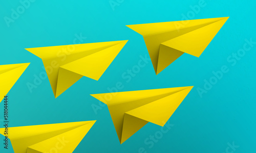 Free Download flying yellow paper sprite over blue turquoise background - GFXLoad