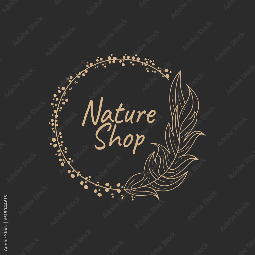 Logo design illustration natural flower circle, shopping, icon, symbol, botany, line art, spa, cosmetic Logo design illustration natural flower circle, shopping, icon, symbol, botany, line art, spa, cosmetic