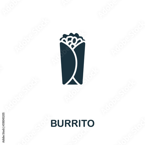 Burrito icon. Monochrome simple line Fastfood icon for templates, web design and infographics