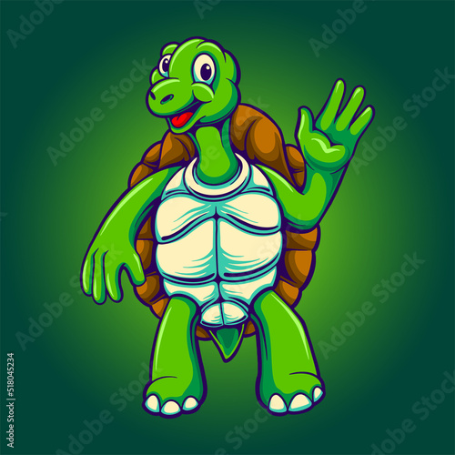 Funny sea turtle cartoon mascot Vector illustrations for your work Logo, mascot merchandise t-shirt, stickers and Label designs, poster, greeting cards advertising business company or brands.