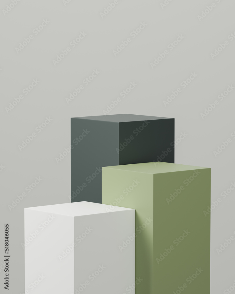 Group of cubic pedestal podium, Product display podium in room, 3d rendering studio with geometric shapes, Cosmetic product minimal scene with platform, Stand to show products background Group of cubic pedestal podium, Product display podium in room, 3d rendering studio with geometric shapes, Cosmetic product minimal scene with platform, Stand to show products background