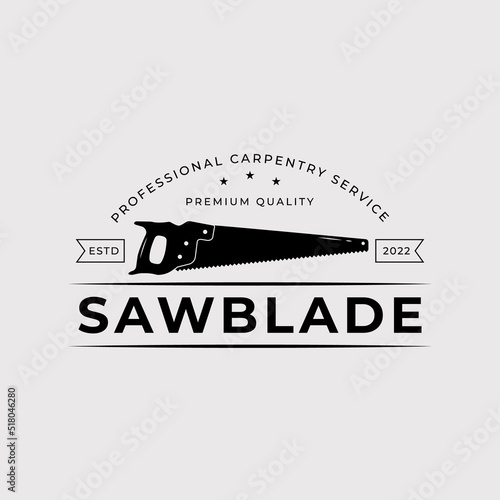 silhouette saw for woodwork or carpentry logo vector illustration design