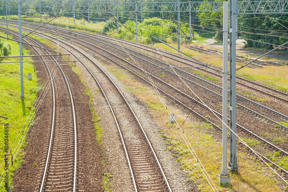 Railroad Tracks and Overhead Wires, From Above